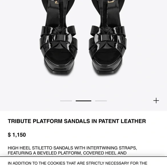 Saint Laurent Black Patent Platform Sandals - Picture 1 of 3